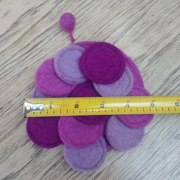 Handmade purple wool felt pouch wallet coin purse - Picture 11 of 11